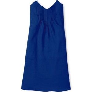 NWT Boden Blue Linen Pintuck Dress Size 16R WH834